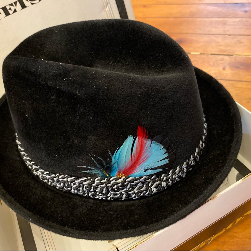 Stetson Black Hat with Blue Feather - Picture 2 of 7